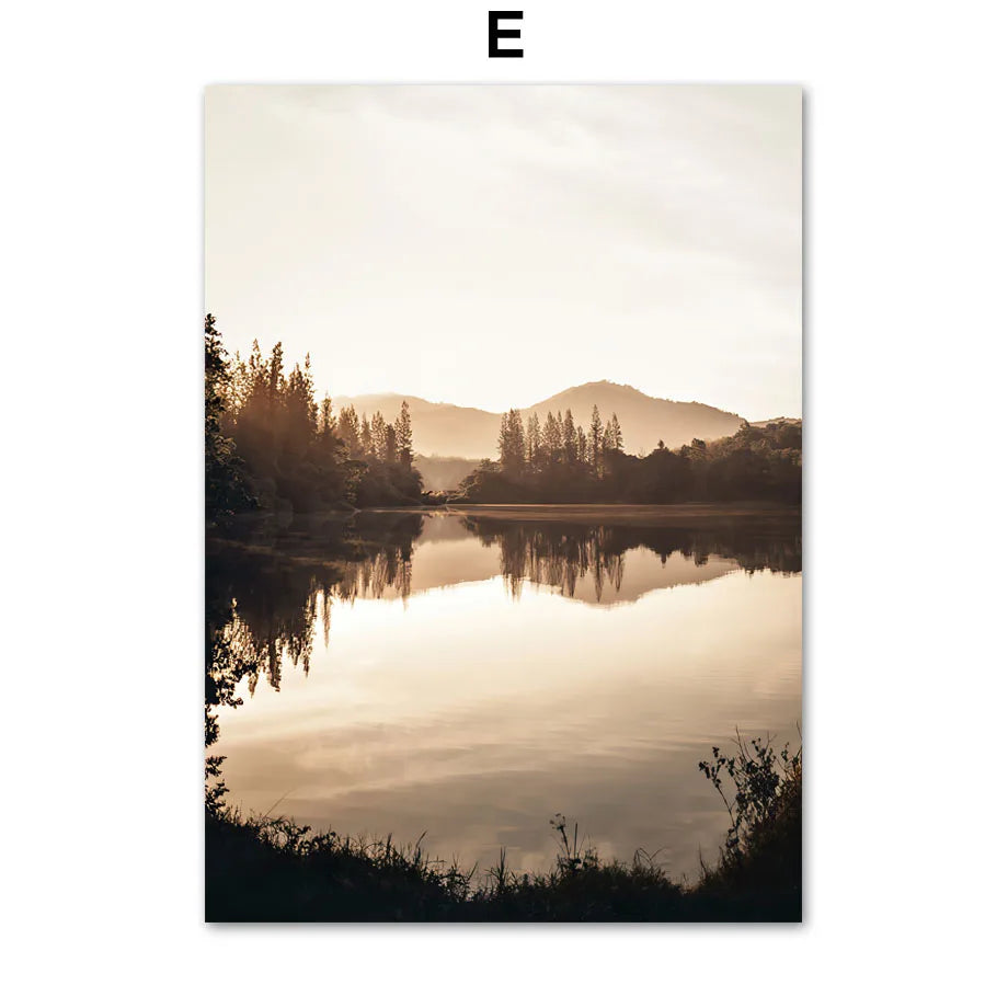Forest, Mountain & Lake Nature Canvas Print