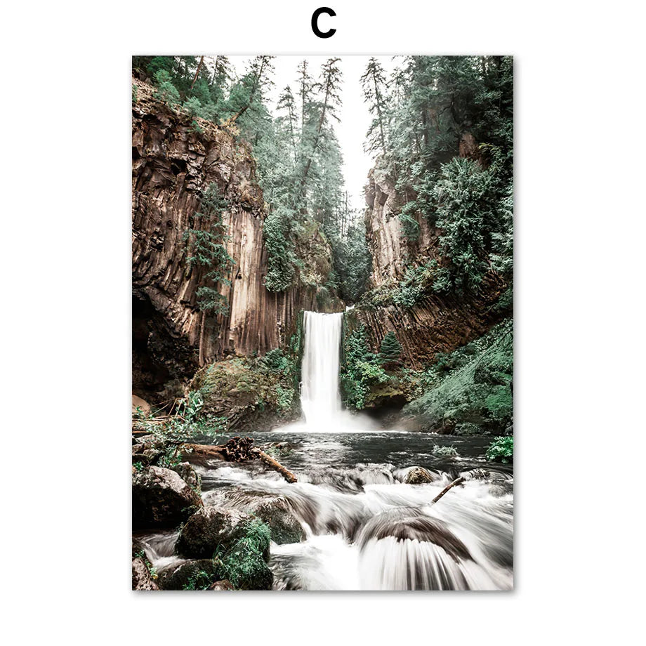 Forest, Mountain & Lake Nature Canvas Print