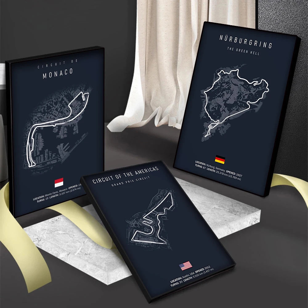 Formula One Track Circuits Canvas Prints