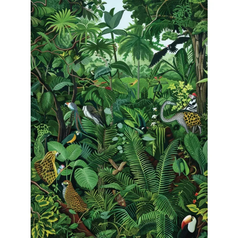 Vintage Jungle Landscape Canvas Print