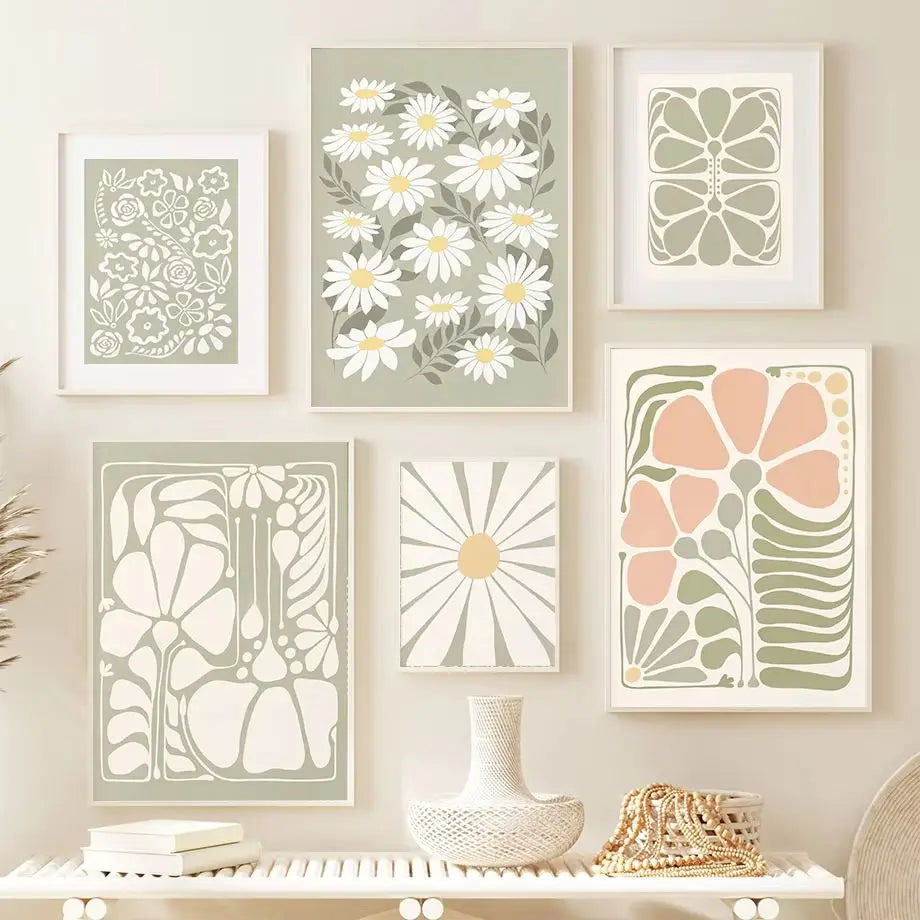 Sage & Peach Boho Botanical Canvas Print