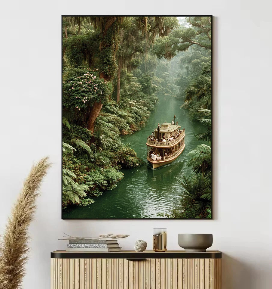 Vintage Jungle Landscape Canvas Print