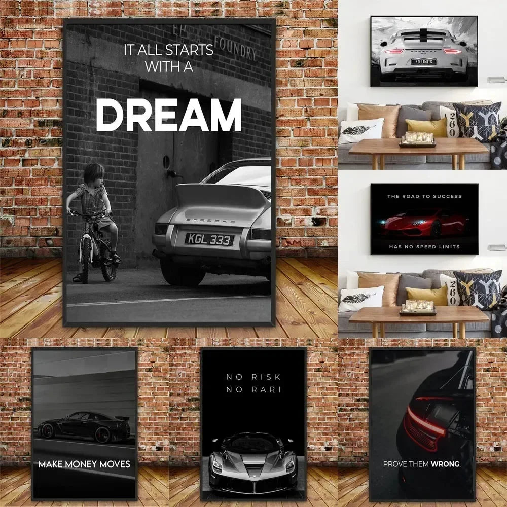 Motivational Supercar Canvas Poster