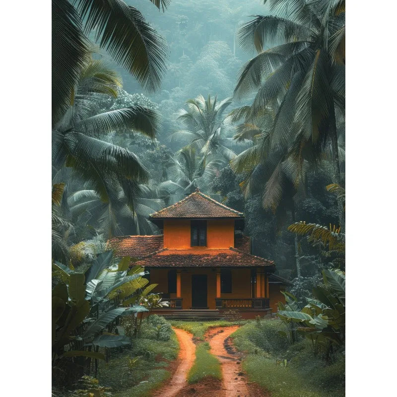 Vintage Jungle Landscape Canvas Print