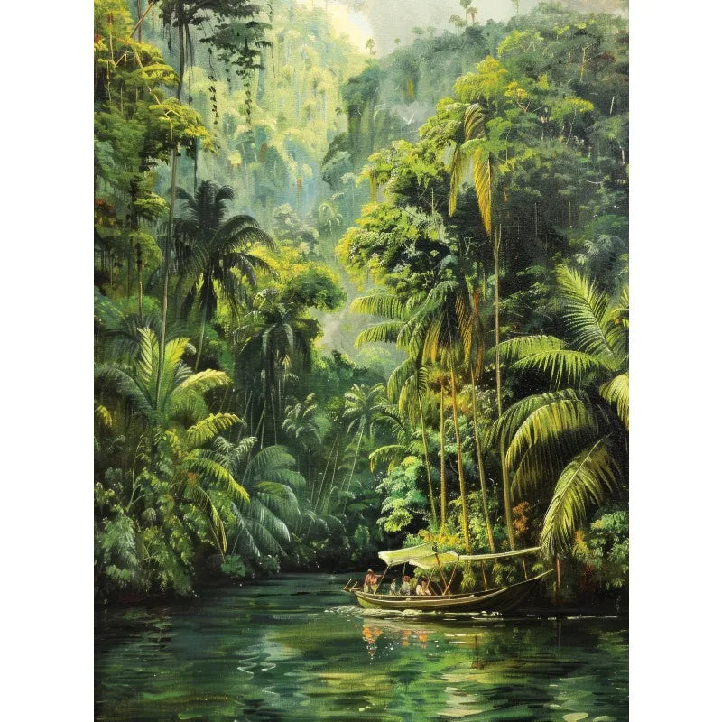 Vintage Jungle Landscape Canvas Print