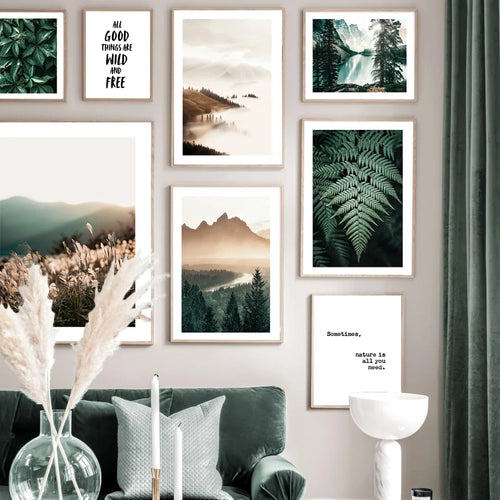 Forest, Mountain & Lake Nature Canvas Print