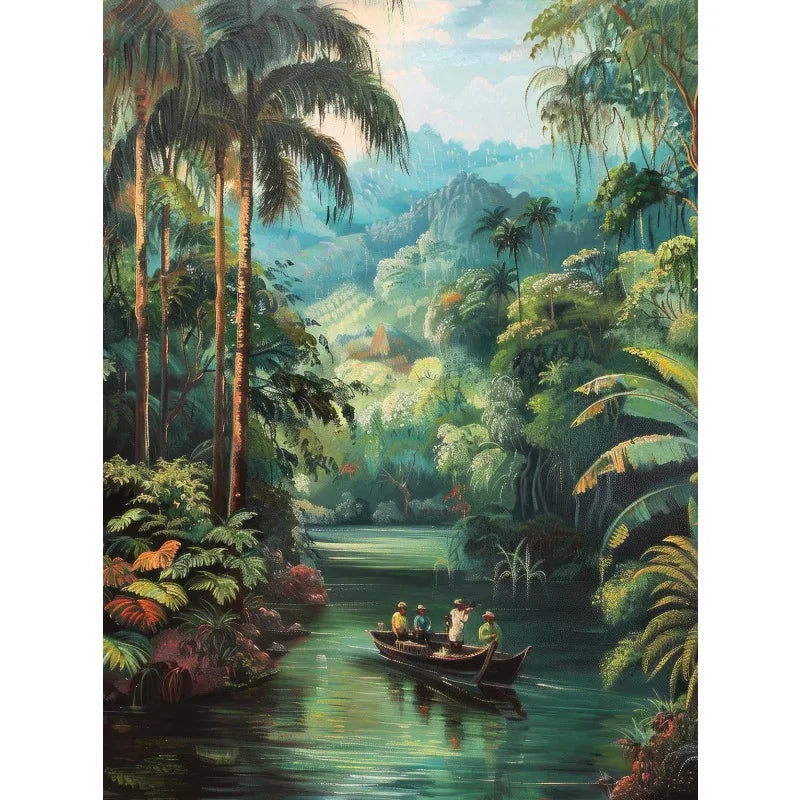 Vintage Jungle Landscape Canvas Print