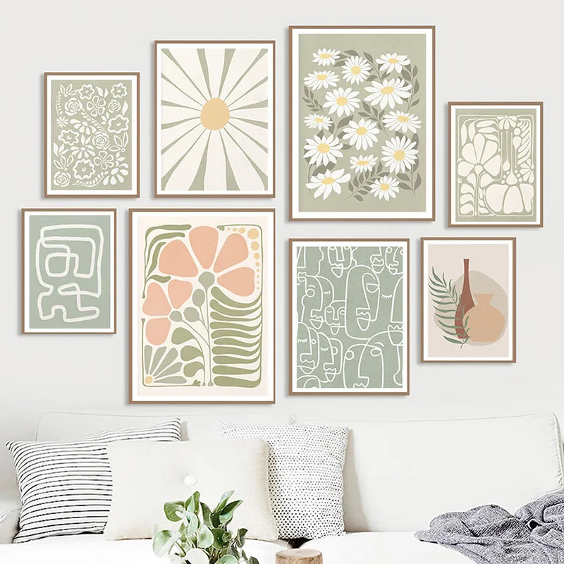 Sage & Peach Boho Botanical Canvas Print