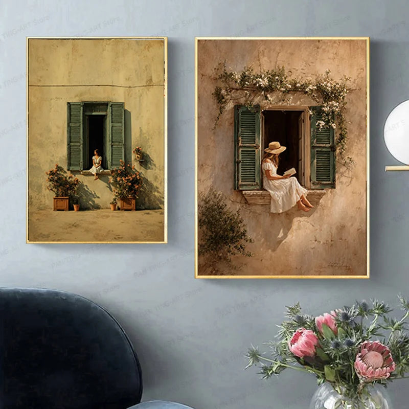 Girl at the Window Canvas Print