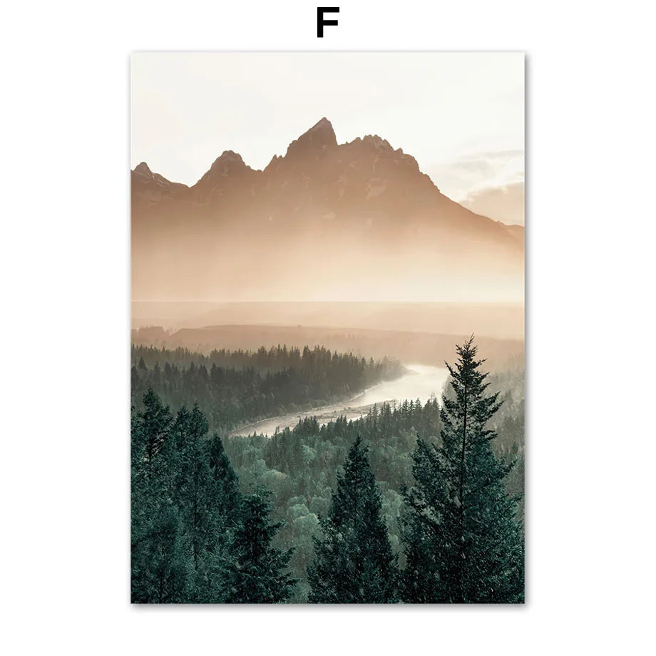 Forest, Mountain & Lake Nature Canvas Print