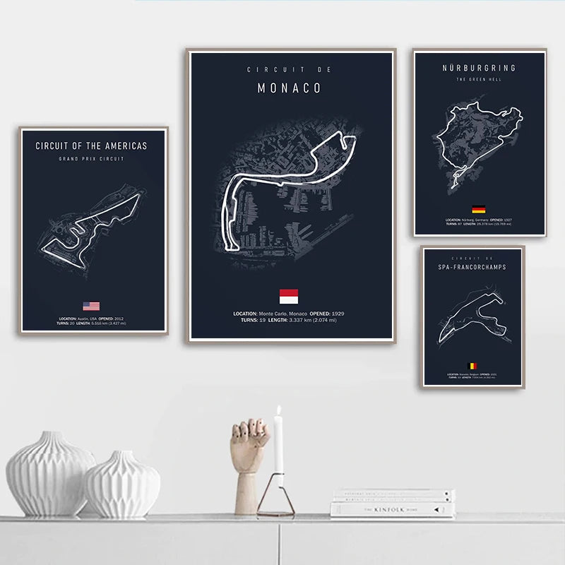 Formula One Track Circuits Canvas Prints