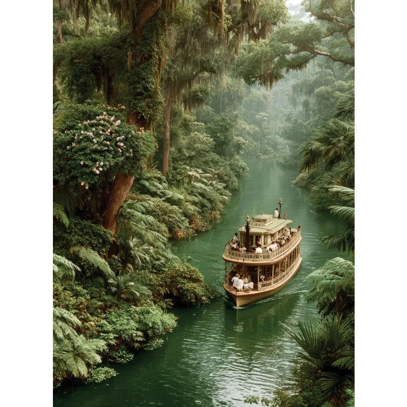 Vintage Jungle Landscape Canvas Print