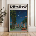 Japanese Retro City Pop Night Drive Poster