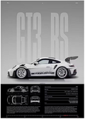 Minimalist White GT3 RS Blueprint Poster