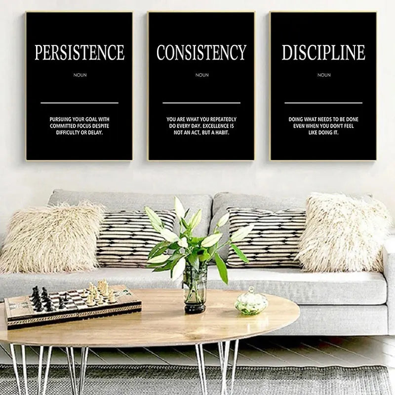 Minimalist Black & White Motivational Canvas Poster