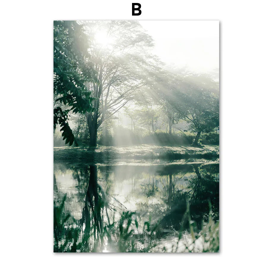 Forest, Mountain & Lake Nature Canvas Print