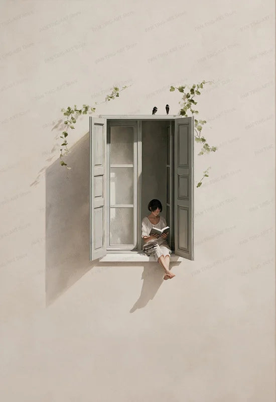 Girl at the Window Canvas Print